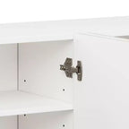 JVNOXK Meuble TV style vague de 70 pouces avec étagères réglables et 4 armoires, compatible avec les téléviseurs jusqu'à 75 pouces ; Idéal pour les salons, Blanc