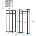 Portant à vêtements Lantine robuste avec étagères et tringle de suspension, organisateur de placard autoportant pour couloir, chambre, noir foncé, charge maximale 227 kg