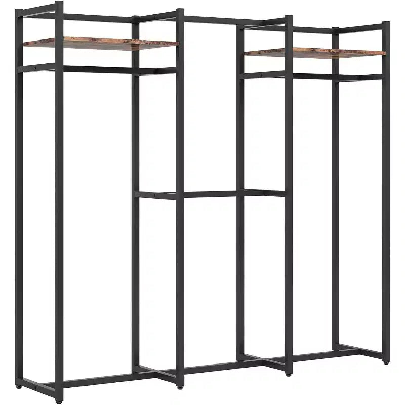 Portant à vêtements Lantine robuste avec étagères et tringle de suspension, organisateur de placard autoportant pour couloir, chambre, noir foncé, charge maximale 227 kg