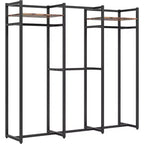 Portant à vêtements Lantine robuste avec étagères et tringle de suspension, organisateur de placard autoportant pour couloir, chambre, noir foncé, charge maximale 227 kg