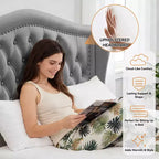 Cadre de lit Dyonery Queen Size, lit plateforme rembourré en velours - Tête de lit à oreilles de 133,6 cm de haut et touffetée verticalement, 2 tiroirs de rangement, pas besoin de sommier tapissier