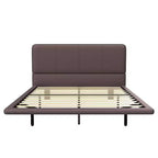 Cadre de lit flottant Queen Size avec lumières LED, sommier tapissier moderne en cuir PU pour chambre à coucher
