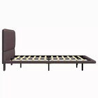 Cadre de lit flottant Queen Size avec lumières LED, sommier tapissier moderne en cuir PU pour chambre à coucher