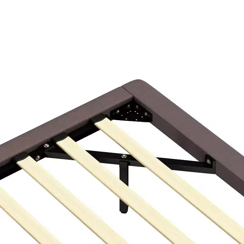 Cadre de lit flottant Queen Size avec lumières LED, sommier tapissier moderne en cuir PU pour chambre à coucher