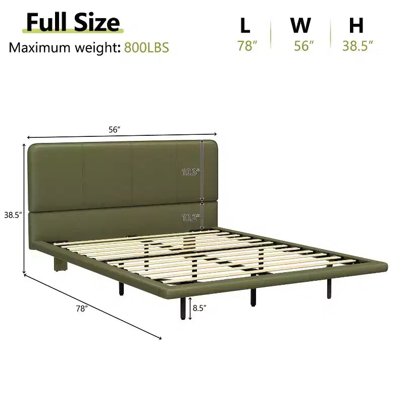Cadre de lit flottant Queen Size avec lumières LED, sommier tapissier moderne en cuir PU pour chambre à coucher