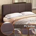 Cadre de lit flottant Queen Size avec lumières LED, sommier tapissier moderne en cuir PU pour chambre à coucher