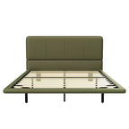 Cadre de lit flottant Queen Size avec lumières LED, sommier tapissier moderne en cuir PU pour chambre à coucher