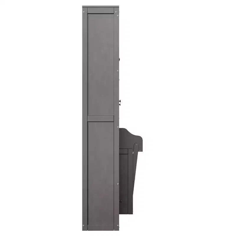 Lit escamotable Queen Size avec armoires latérales et éclairage LED, lit armoire mural pliant avec étagères de rangement et tiroirs pour chambre d'amis, gris