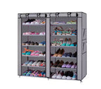 Meuble à chaussures en tissu non tissé, 6 rangées, 2 lignes, 12 compartiments, gris