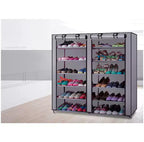 Meuble à chaussures en tissu non tissé, 6 rangées, 2 lignes, 12 compartiments, gris
