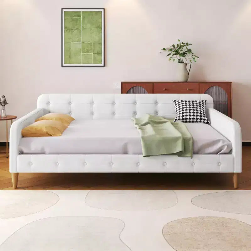 Lit de repos moderne rembourré en lin Luxystar, taille double