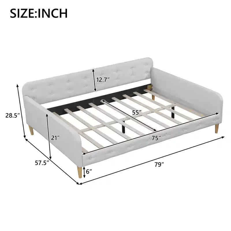 Lit de repos moderne rembourré en lin Luxystar, taille double