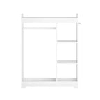 Portant de rangement pour déguisements d'enfants avec miroir, organisateur de costumes en bois avec tringle à suspendre, crochets et étagères, blanc