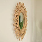 Miroir mural décoratif rond moderne en bambou de 24 pouces avec tissage artisanal, petit miroir circulaire pour entrée ou salon - Panipeachy