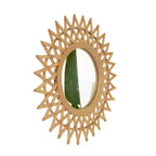 Miroir mural décoratif rond moderne en bambou de 24 pouces avec tissage artisanal, petit miroir circulaire pour entrée ou salon - Panipeachy