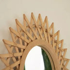 Miroir mural décoratif rond moderne en bambou de 24 pouces avec tissage artisanal, petit miroir circulaire pour entrée ou salon - Panipeachy