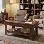 Table basse rustique de ferme 47,2 po – Capacité de 136 kg, avec tiroir et étagère de rangement – Idéale pour le salon (1 paquet)