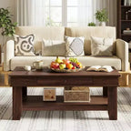 Table basse rustique de ferme 47,2 po – Capacité de 136 kg, avec tiroir et étagère de rangement – Idéale pour le salon (1 paquet)