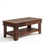 Table basse rustique de ferme 47,2 po – Capacité de 136 kg, avec tiroir et étagère de rangement – Idéale pour le salon (1 paquet)