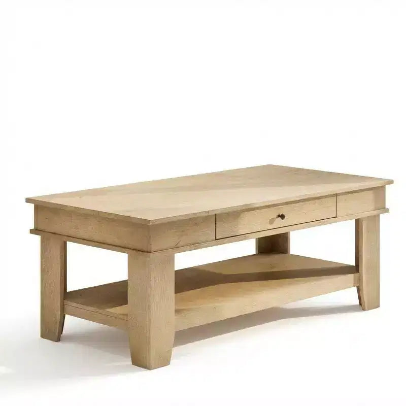 Table basse rustique de ferme 47,2 po – Capacité de 136 kg, avec tiroir et étagère de rangement – Idéale pour le salon (1 paquet)