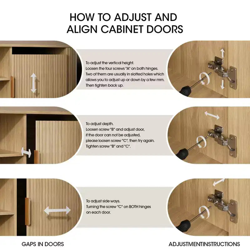 Meuble TV 55 pouces pour chambre et salon, meuble TV en chêne pour téléviseur 65 pouces, meuble de rangement moderne du milieu du siècle, détails en bois cannelé, gestion des câbles