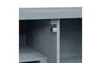 JVNOXK Îlot de cuisine mobile d'extérieur et meuble de rangement style ferme avec plan de travail en acier inoxydable et étagère à épices Convient pour les cuisines Gris-bleu