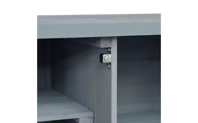JVNOXK Îlot de cuisine mobile d'extérieur et meuble de rangement style ferme avec plan de travail en acier inoxydable et étagère à épices Convient pour les cuisines Gris-bleu