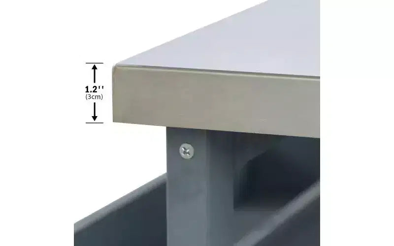 JVNOXK Îlot de cuisine mobile d'extérieur et meuble de rangement style ferme avec plan de travail en acier inoxydable et étagère à épices Convient pour les cuisines Gris-bleu