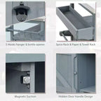 JVNOXK Îlot de cuisine mobile d'extérieur et meuble de rangement style ferme avec plan de travail en acier inoxydable et étagère à épices Convient pour les cuisines Gris-bleu