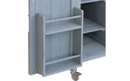 JVNOXK Îlot de cuisine mobile d'extérieur et meuble de rangement style ferme avec plan de travail en acier inoxydable et étagère à épices Convient pour les cuisines Gris-bleu