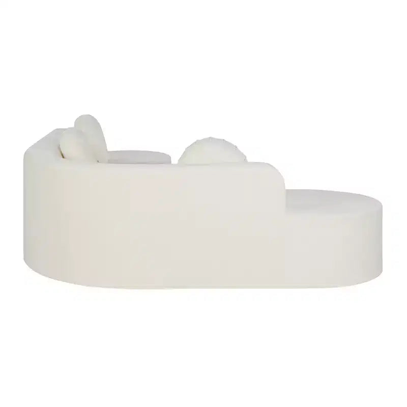 Canapé d'angle extra large Whisen 310 cm, canapé élégant en tissu avec trois coussins ronds, mousse haute résilience