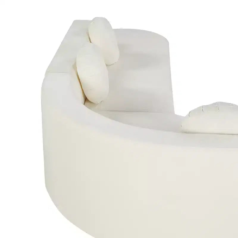 Canapé d'angle extra large Whisen 310 cm, canapé élégant en tissu avec trois coussins ronds, mousse haute résilience