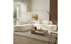 Canapé d'angle extra large Whisen 310 cm, canapé élégant en tissu avec trois coussins ronds, mousse haute résilience