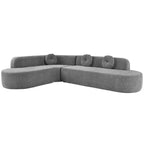 Canapé d'angle extra large Whisen 310 cm, canapé élégant en tissu avec trois coussins ronds, mousse haute résilience