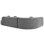 Canapé d'angle extra large Whisen 310 cm, canapé élégant en tissu avec trois coussins ronds, mousse haute résilience