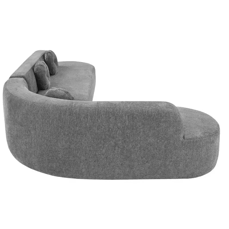 Canapé d'angle extra large Whisen 310 cm, canapé élégant en tissu avec trois coussins ronds, mousse haute résilience