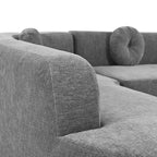 Canapé d'angle extra large Whisen 310 cm, canapé élégant en tissu avec trois coussins ronds, mousse haute résilience