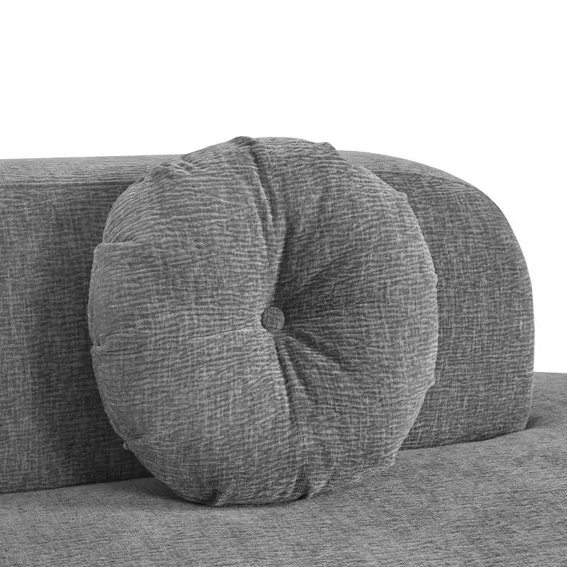 Canapé d'angle extra large Whisen 310 cm, canapé élégant en tissu avec trois coussins ronds, mousse haute résilience