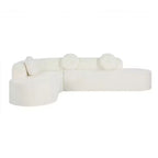 Canapé d'angle extra large Whisen 310 cm, canapé élégant en tissu avec trois coussins ronds, mousse haute résilience