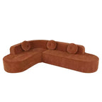 Canapé d'angle extra large Whisen 310 cm, canapé élégant en tissu avec trois coussins ronds, mousse haute résilience