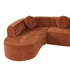 Canapé d'angle extra large Whisen 310 cm, canapé élégant en tissu avec trois coussins ronds, mousse haute résilience