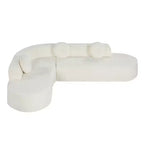 Canapé d'angle extra large Whisen 310 cm, canapé élégant en tissu avec trois coussins ronds, mousse haute résilience