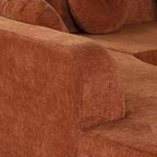 Canapé d'angle extra large Whisen 310 cm, canapé élégant en tissu avec trois coussins ronds, mousse haute résilience