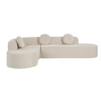 Canapé d'angle extra large Whisen 310 cm, canapé élégant en tissu avec trois coussins ronds, mousse haute résilience