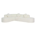 Canapé d'angle extra large Whisen 310 cm, canapé élégant en tissu avec trois coussins ronds, mousse haute résilience