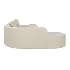 Canapé d'angle extra large Whisen 310 cm, canapé élégant en tissu avec trois coussins ronds, mousse haute résilience