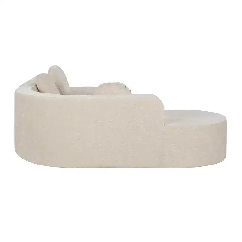 Canapé d'angle extra large Whisen 310 cm, canapé élégant en tissu avec trois coussins ronds, mousse haute résilience