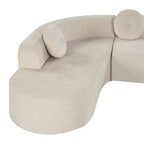 Canapé d'angle extra large Whisen 310 cm, canapé élégant en tissu avec trois coussins ronds, mousse haute résilience