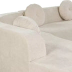 Canapé d'angle extra large Whisen 310 cm, canapé élégant en tissu avec trois coussins ronds, mousse haute résilience
