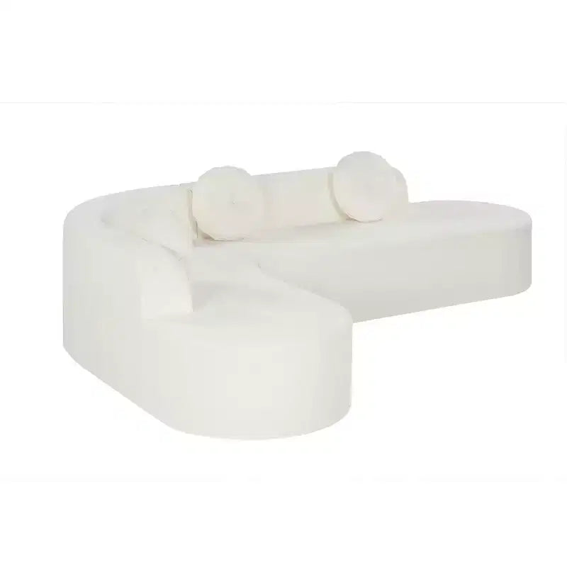 Canapé d'angle extra large Whisen 310 cm, canapé élégant en tissu avec trois coussins ronds, mousse haute résilience